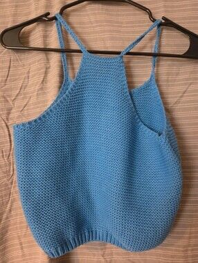 Bardot Blue Knit Crop Top